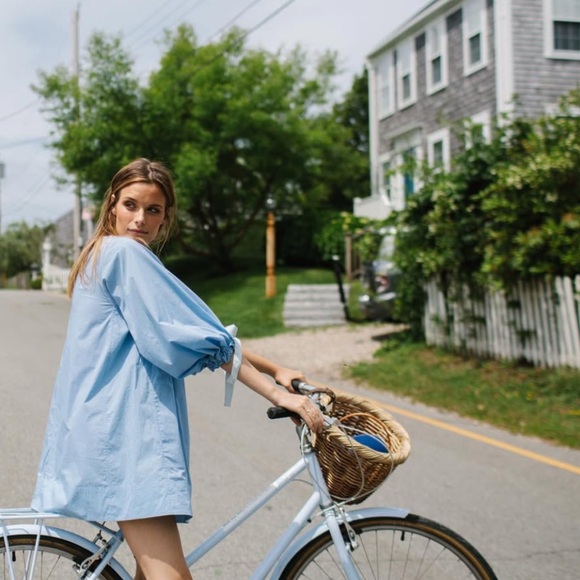 Lake Morning Cotton Mini Dress in Bluebell - Picture 3 of 12